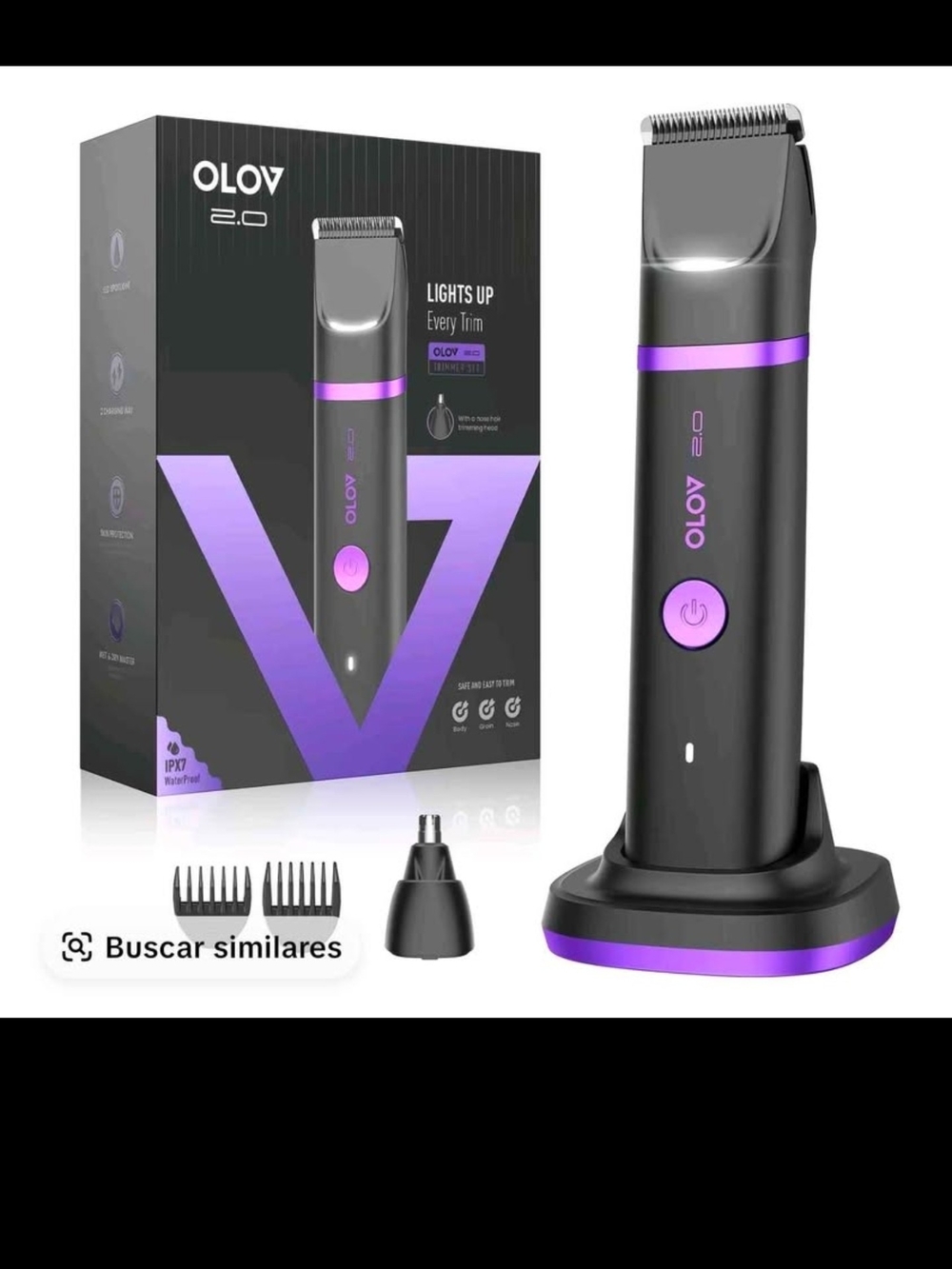 2.0 Men's Rechargeable Trimmer — Black with Purple Accents